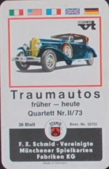 Schmid Spiele "Traumautos frueher - heute" 1973 Cardgame (4105)